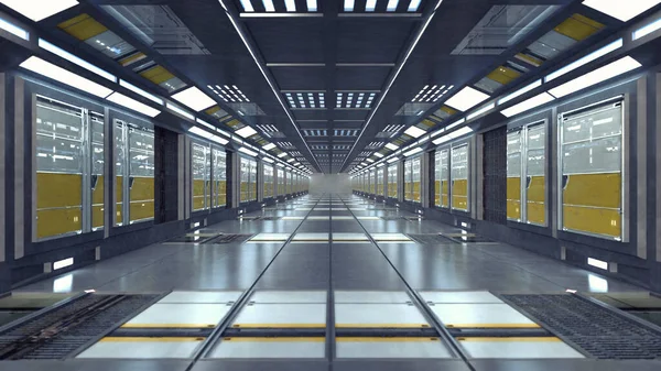 Render Futuristic Corridor Interior Design — Stock Photo, Image