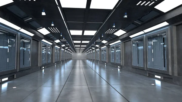 Återgivning Futuristisk Korridor Inredning — Stockfoto