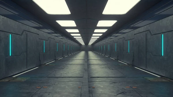 Render Futuristic Corridor Interior Design — Stock Photo, Image