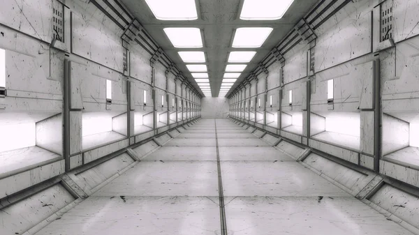Återgivning Futuristisk Korridor Inredning — Stockfoto