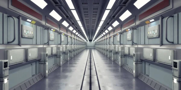 Weergave Futuristische Corridor Interieur Ontwerp — Stockfoto