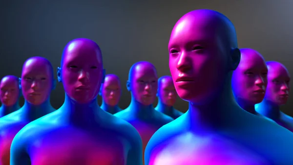 Render Humanoid Figures Sicifi Scene — Stock Photo, Image