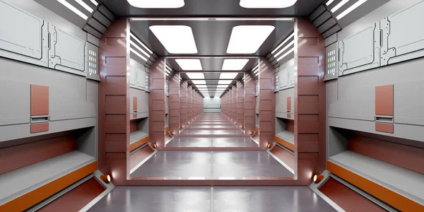 Återgivning Futuristiska Rymdskepp Korridor Interiör — Stockfoto