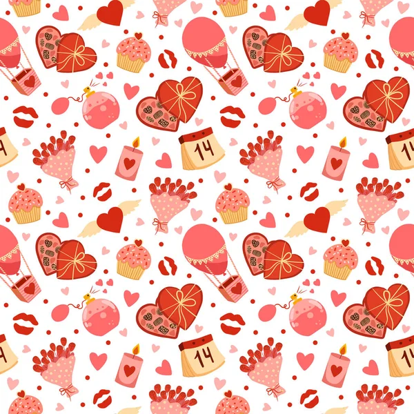 Sevgililer Günü için şablon tasarımı, kusursuz romantik aşk düzeni. Vektör dokusu