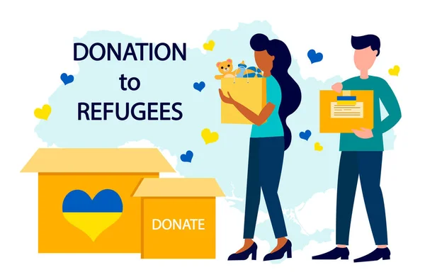 Humanitarian Aid Donation Ukraine Refugees Help Ukraine Vector Banner — Stock Vector