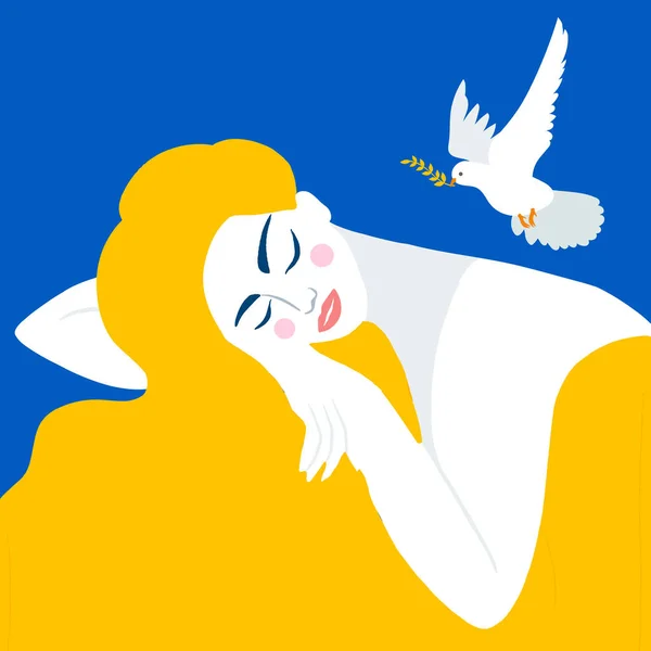 Украинка Голубь Символ Мира Украине Вектор Цветов Национального Флага — стоковый вектор
