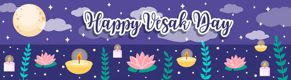 Feliz Dia Vesak Cartão Saudação Celebração Budhaismo — Vetor de Stock