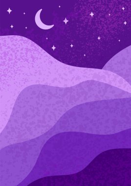 Mistik mor vintage peyzaj eps10 vektör çizimi