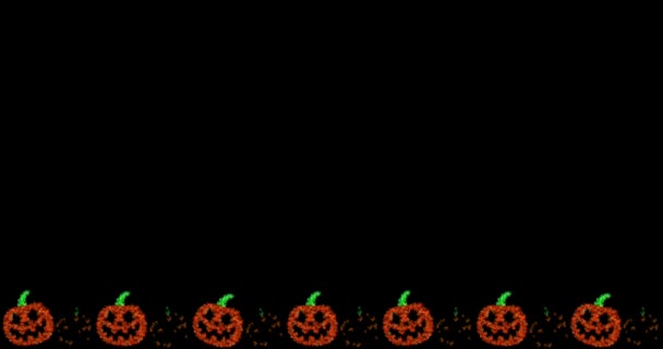 Abstract Animated Halloween Pumpkin Line Background Style Twinkling Light Decorations — Stock Video