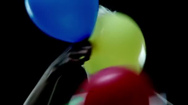 Unique looking women dancing with balloons — Stock Video