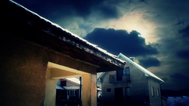 Clouds timelapse over houses — Stock Video