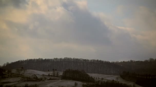 Winter day time lapse over the hills - rain — Stock Video