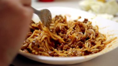 Süper 35 mm kamera - spagetti makarna yakın çekim yemek