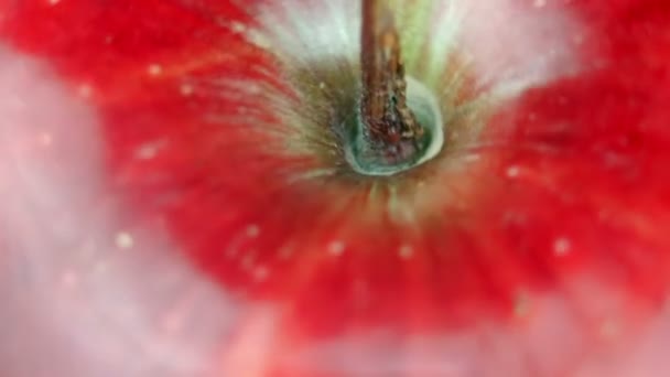 Cámara Super 35mm - Hermoso giro de manzana roja - macro — Vídeos de Stock