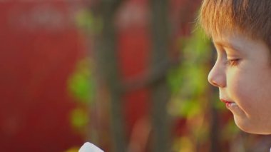 genç çocuk dondurma keyfi