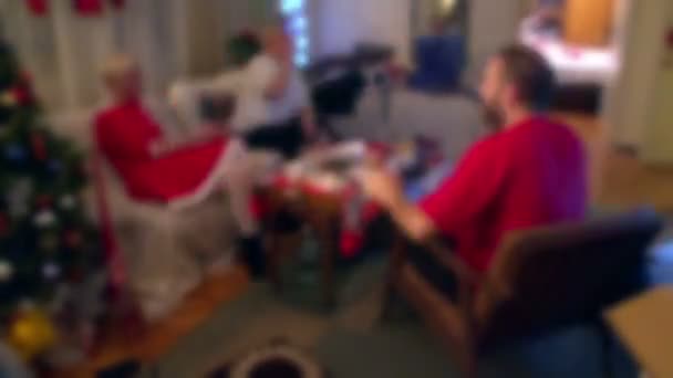 Christmas evening timelapse - six hours long. Blurred faces! — Stock Video