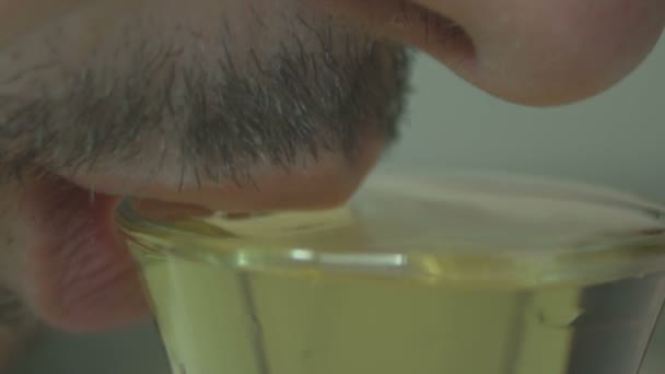 Gieten van alcoholische drank in een glas — Stockvideo