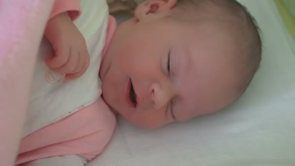 One month old baby sleeping — Stock Video