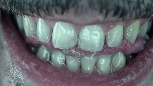 Огидний рот макрос — стокове відео