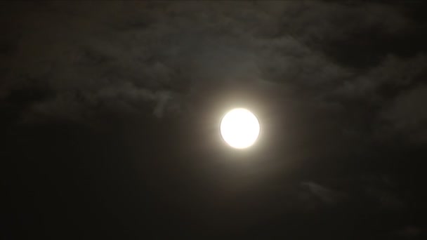 El lapso de tiempo de la luna en la noche con nubes — Vídeo de stock