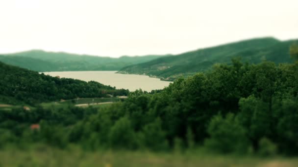 Cinematic look of Danube river in the valley — стокове відео