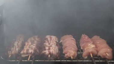Barbekü, açık havada, yakın çekim yemek