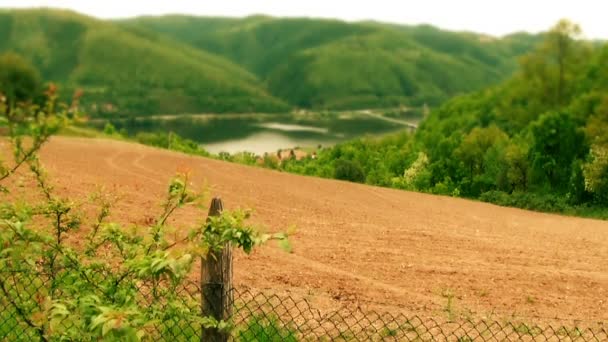 Bela vista sobre uma baía do Danúbio na Sérvia — Vídeo de Stock