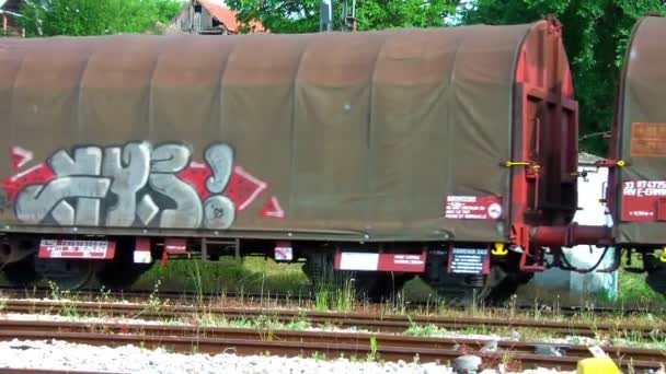 Samenstelling van de trein passerende — Stockvideo