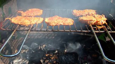 Barbekü, açık havada, yakın çekim yemek