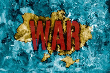 Eski grunge arka planında Ukrayna haritası. Eski tarz grunge vatansever bayrağı. Yüksek çözünürlük Özgürlük sembolü duvar kağıdı. 