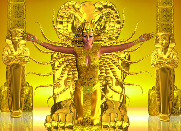 Een gouden Egyptische tempel Stockafbeelding