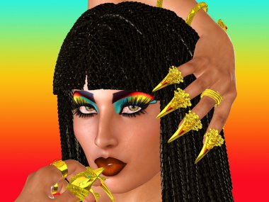 Yılan parmaklar dudakların üzerinde