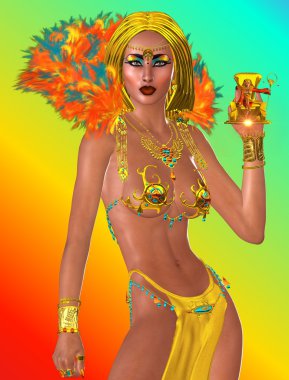 Mısır tanrıçası Firavun Kraliçe sunar