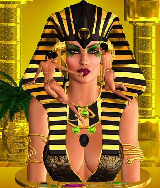 Cerca de la cara de la reina faraón con el maquillaje que se aplica . —  Fotos de Stock