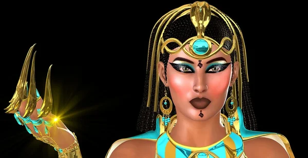 Een mysterieuze Egyptische vrouw met een mooi gezicht en make-up. — Stockfoto