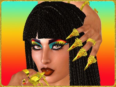 altın çivi ile kadın yüzü yukarı kapatın