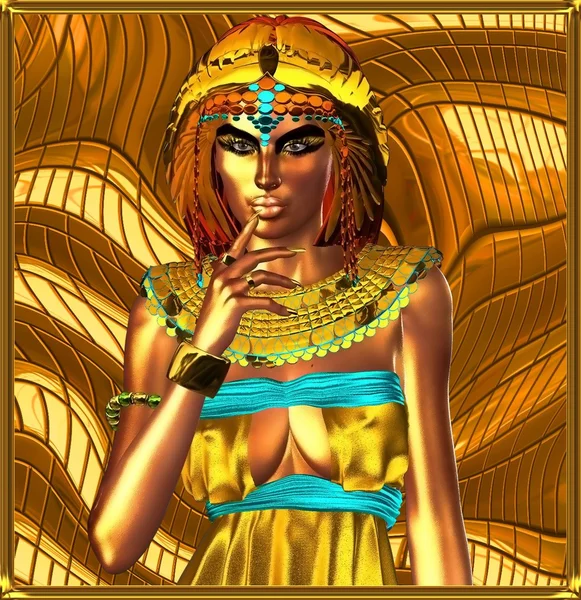Egypte op haar geest. Dit portret schildert een oude Egyptische koningin diep in dacht dat. Rechtenvrije Stockafbeeldingen