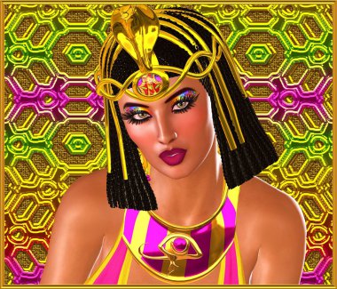 Altın ve pembe sana bakıp da Mısırlı kadının yakın çekim.