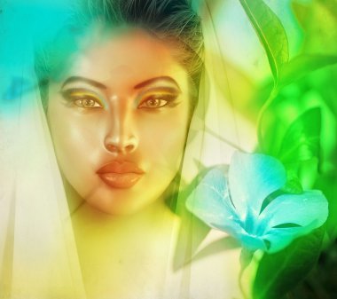 gerçeküstü kadının yüzünde bir arka plan görüntüsü