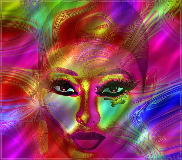 soyut kadının yüzüne kırmızı.