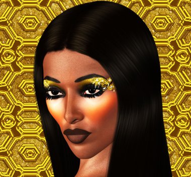 bejeweled bir yüz. Bu yakın kadar bir kadının çehresini mücevherli göz makyajını ile geliştirilmiştir.