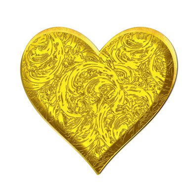 Sevgililer günü için doku yüzeyi ile büyük altın kalp.