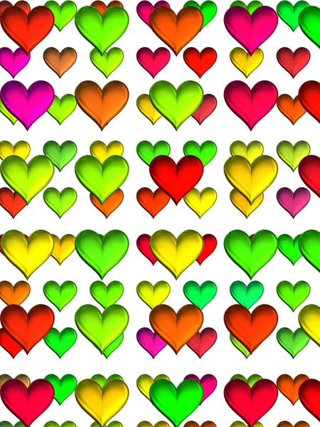 Hart set, geïsoleerd op wit. kleurrijke hart voor Valentijnsdag of liefde themed inhoud. — Stockfoto