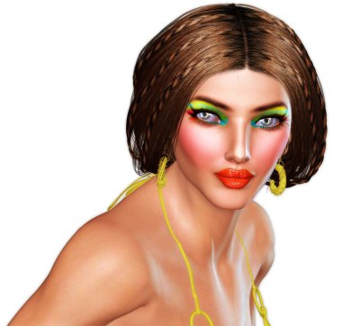 güzel moda makyaj, üzerinde beyaz izole ile yüz kadar yakın. örgülü saç modeli daha şık bir görünüm bu kadının yüzüne ekler..