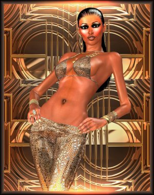 Metalik yılan derisi kız