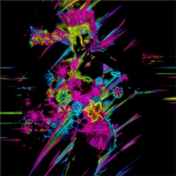 Punk, Neon Party Girl — Zdjęcie stockowe