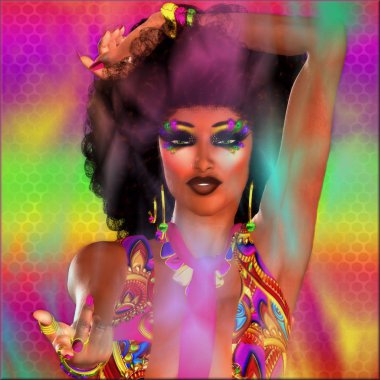 renkli retro afro kadın.