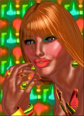 güzel, çilek, sarışın bir kız için renkli arka plan