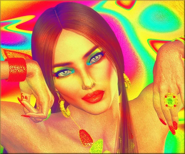 Colorful, abstract, glam punk beauty — Stock Photo, Image