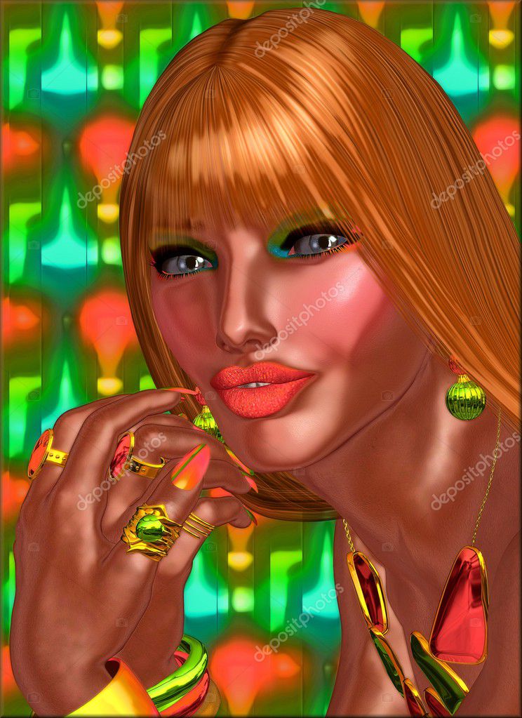 Colorful Abstract Background For A Beautiful Strawberry Blonde